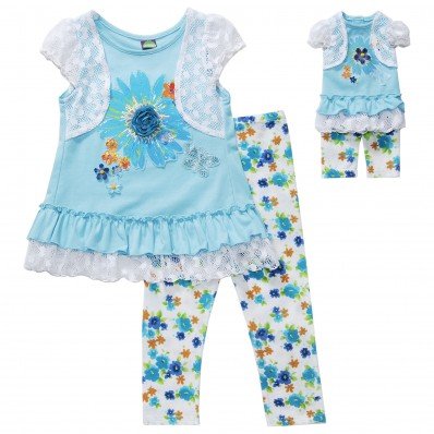 Floral Explosion Mock Shrug Dress with Leggings