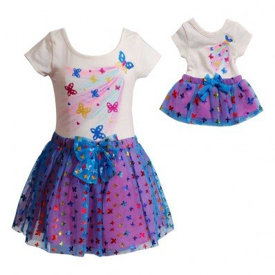 "Blue Butterfly" Dance Set with Matching Outfit for 18 inch Play Doll 
