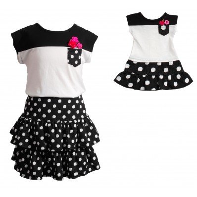 "Polka Dot" Skirt Set with Matching Outfit for 18 inch Play Doll 