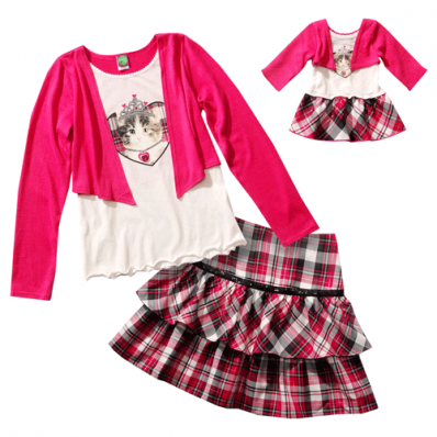 "Kitten Shrug" Skirt Set with Matching Outfit for 18 inch Play Doll