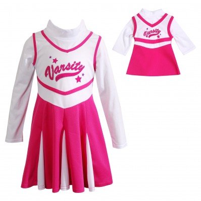 "Pink Varsity" Cheerleader Dress with Matching Outfit for 18 inch Play Doll