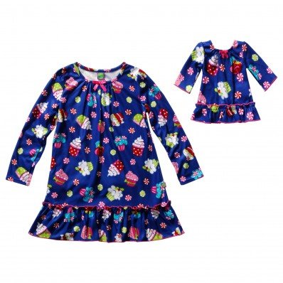 "Cupcakes Galore" Nightgown with Matching Outfit for 18 inch Play Doll