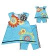 Happy Flowers Short-Sleeve Top and Bike Shorts Jersey Knit Two-Piece Set