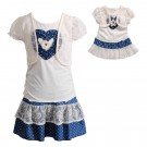 "Blue Heart" Skirt Set with Matching Outfit for 18 inch Play Doll 