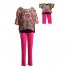 "Leopard and Flowers" Stretch-Pant Set with Matching Outfit for 18 inch Play Doll 
