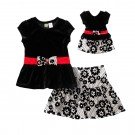 "Black and White Peplum" Skirt Set with Matching Outfit for 18 inch Play Doll