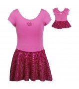 "Shimmering Heart" Skirted Leotard Dancewear with Doll Outfit