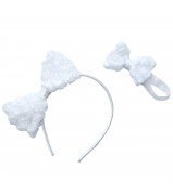 "White Roses" Headband for Girls and Matching Headband for 18 inch Play Doll