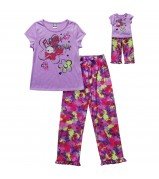 "Flower Power" Two-Piece Pajamas Set and Doll Outfit