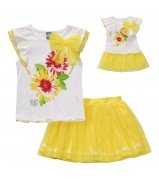 "Sunshine Daisys" Skirt Set with Matching Outfit for 18 inch Play Doll