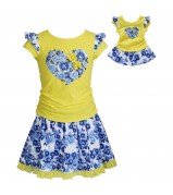"Heart Shaped Roses" Skirt Set with Matching Outfit for 18 inch Play Doll