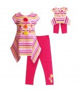 "Peace , Love, and Flowers" Legging Set with Matching Outfit for 18 inch Play Doll