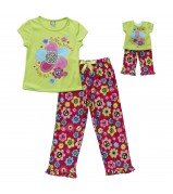 "Best Friends Forever" Two Piece Sleepwear Set with Matching Outfit for 18 inch Play Doll