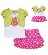 "Pink Polka Dots" Skirt Set with Matching Outfit for 18 inch Play Doll