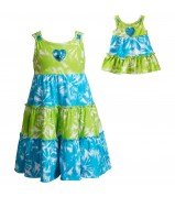 "Tiered Tie-Dye" Fashion Dress (Blue and Green) with Matching Outfit for 18 inch Play Doll