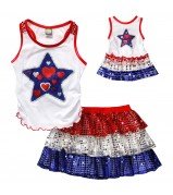 "Star Spangled Friends" Skirt Set with Matching Outfit for 18 inch Play Doll