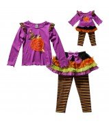 "Halloween Pumpkin" Leggings Set with Matching Outfit for 18 inch Play Doll 
