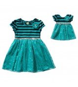 "Blue Highwaisted" Fashion Dress with Matching Outfit for 18 inch Play Doll 