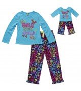 "Girls and Dolls" Two Piece Pajama Sleepwear Set with Doll Outfit