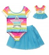 "Great Big Star" Two Piece Leotard and Tutu Dancewear Set with Doll Outfit