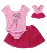 "Dollie at the Barre" Two Piece Leotard and Tutu Dancewear Set with Doll Outfit