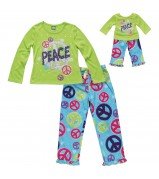 "Peace-ful Slumber" Two Piece Sleepwear Set with Doll Outfit