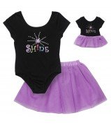 "Shine Like a Star" Two Piece Leotard and Tutu Set with Doll Outfit
