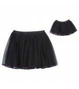 "Sequin Sparkle" Black Bubble Tutu Dancewear Skirt with Doll Outfit