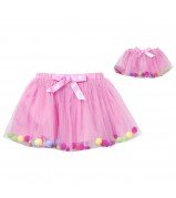 "Pom Pom Bubbles" Pink Tutu Skirt and Doll Outfit