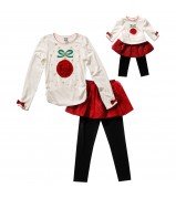"Holiday Ornament Skirted" Legging Set with Matching Outfit for 18 inch Play Doll