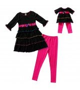 "Colorful Tiered" Legging Set with Matching Outfit for 18 inch Play Doll