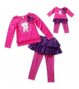 "Puppy Love Skirted" Legging Set with Matching Outfit for 18 inch Play Doll
