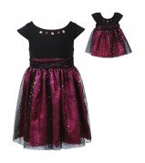 Cap Sleeve High Waisted Special Occasion Dress with Matching Outfit for 18 inch Play Doll