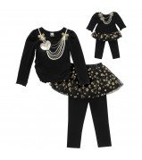 Two-Piece Fashion Skegging Set with Sequin Applique with Matching Outfit for 18 inch Play Doll