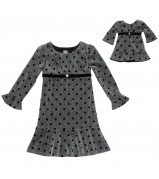 Long Sleeve Metallic Mesh Ruffle Special Occasion Dress with Matching Outfit for 18 inch Play Doll
