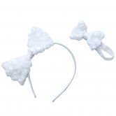 "White Roses" Headband for Girls and Matching Headband for 18 inch Play Doll