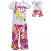"Happy To Be Me!" Two Piece Sleepwear Set with Matching Outfit for 18 inch Play Doll