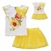 "Sunshine Daisys" Skirt Set with Matching Outfit for 18 inch Play Doll