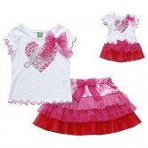 "Love" Skirt Set with Matching Outfit for 18 inch Play Doll
