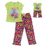 "Best Friends Forever" Two Piece Sleepwear Set with Matching Outfit for 18 inch Play Doll