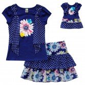 "Peace and Flowers" Skirt Set with Matching Outfit for 18 inch Play Doll