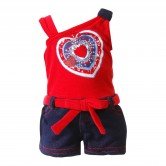 Heart Knit Denim Romper Doll Clothes Outfit for 18 inch Doll