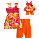 "Tropical Tye Dye" Legging Set with Matching Outfit for 18 inch Play Doll 