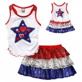 "Star Spangled Friends" Skirt Set with Matching Outfit for 18 inch Play Doll