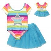 "Great Big Star" Two Piece Leotard and Tutu Dancewear Set with Doll Outfit