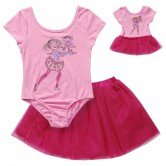 "Dollie at the Barre" Two Piece Leotard and Tutu Dancewear Set with Doll Outfit