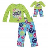 "Peace-ful Slumber" Two Piece Sleepwear Set with Doll Outfit