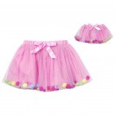 "Pom Pom Bubbles" Pink Tutu Skirt and Doll Outfit