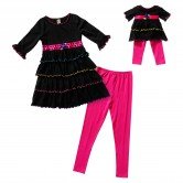 "Colorful Tiered" Legging Set with Matching Outfit for 18 inch Play Doll