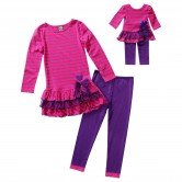 "Pink and Purple Striped" Legging Set with Matching Outfit for 18 inch Play Doll